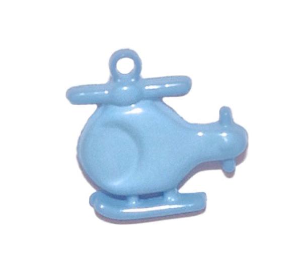 Kids button as a helicopter made of plastic in blue 18 mm 0,71 inch